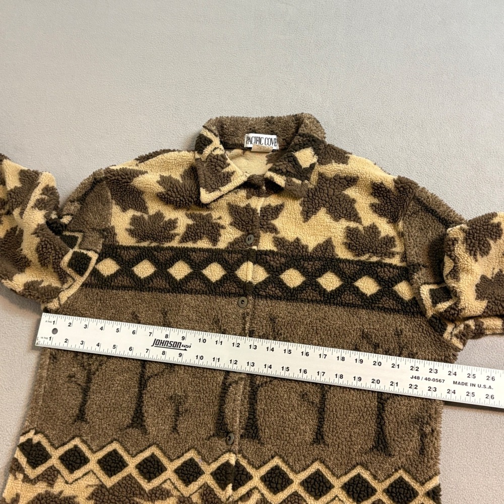 Pacific Cove Vintage Fleece Button Up Shirt Sweater Maple Leaf Tree Nature L - Picture 6 of 8